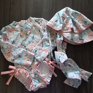 Smocked Swimsuit and Matching Bonnet